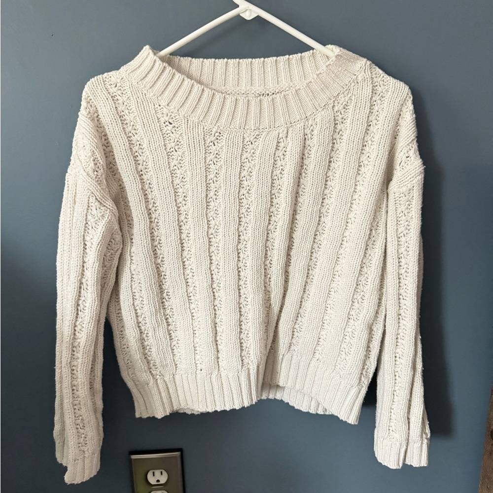 White Cable Knit Sweater